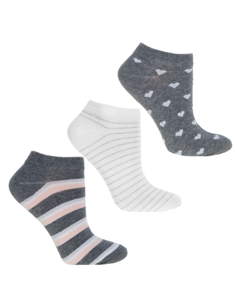 Stopki damskie - Damskie skarpety stopki bawełniane z brokatową nitką 3-pak WIELOKOLOROWY - produkt moraj.pl 1