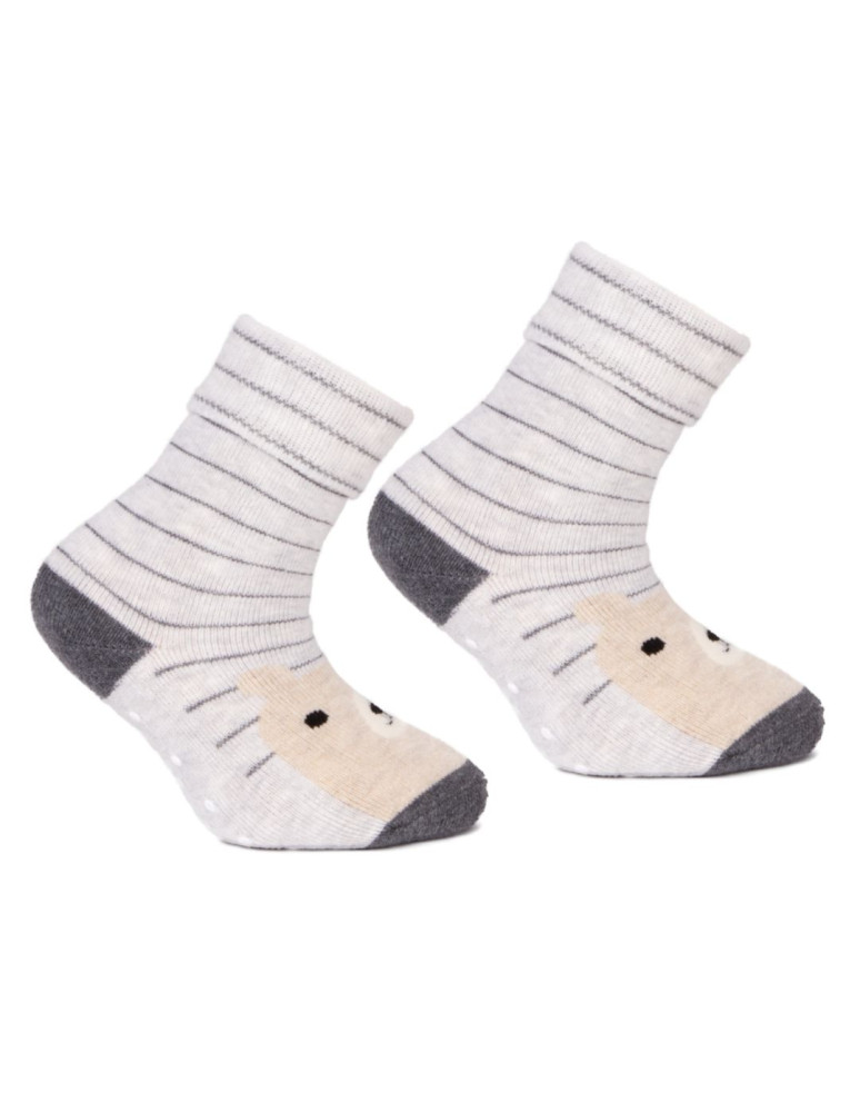 Długie - Długie skarpetki niemowlęce ciepłe bawełniane z ABS 3-pak WIELOKOLOROWY - produkt moraj.pl 4