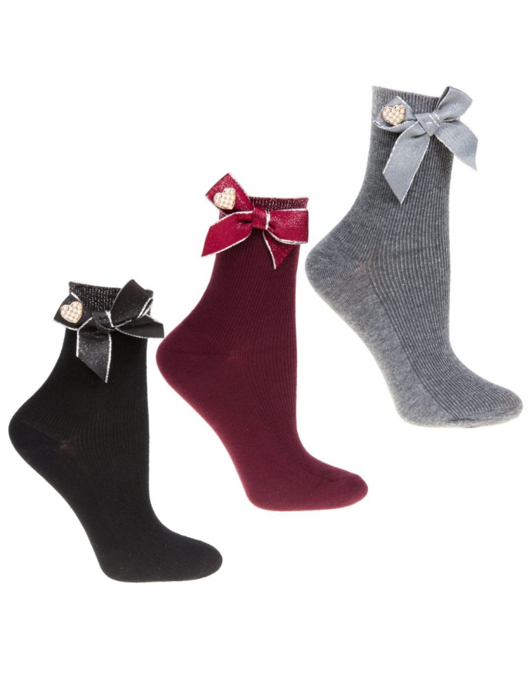 Skarpetki długie - Skarpetki damskie długie z ozdobną kokardką 3-pak WIELOKOLOROWY - produkt moraj.pl 1