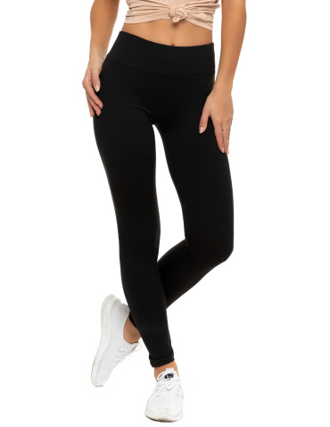 Legginsy damskie - Klasyczne legginsy damskie z wysokim stanem CZARNY - produkt 1