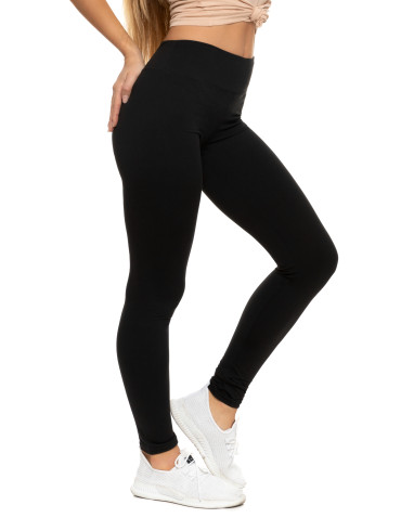 Legginsy damskie - Klasyczne legginsy damskie z wysokim stanem CZARNY - produkt 2