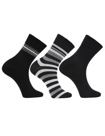 Skarpety męskie długie bawełniane w paski 3-pak