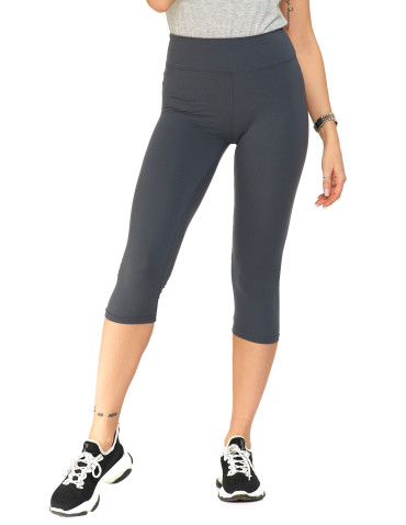 Legginsy damskie - Klasyczne legginsy 3/4 damskie peach touch SZARY - produkt 1