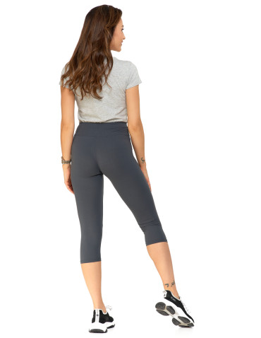 Legginsy damskie - Klasyczne legginsy 3/4 damskie peach touch SZARY - produkt 3