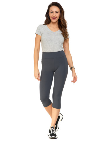 Legginsy damskie - Klasyczne legginsy 3/4 damskie peach touch SZARY - produkt 4