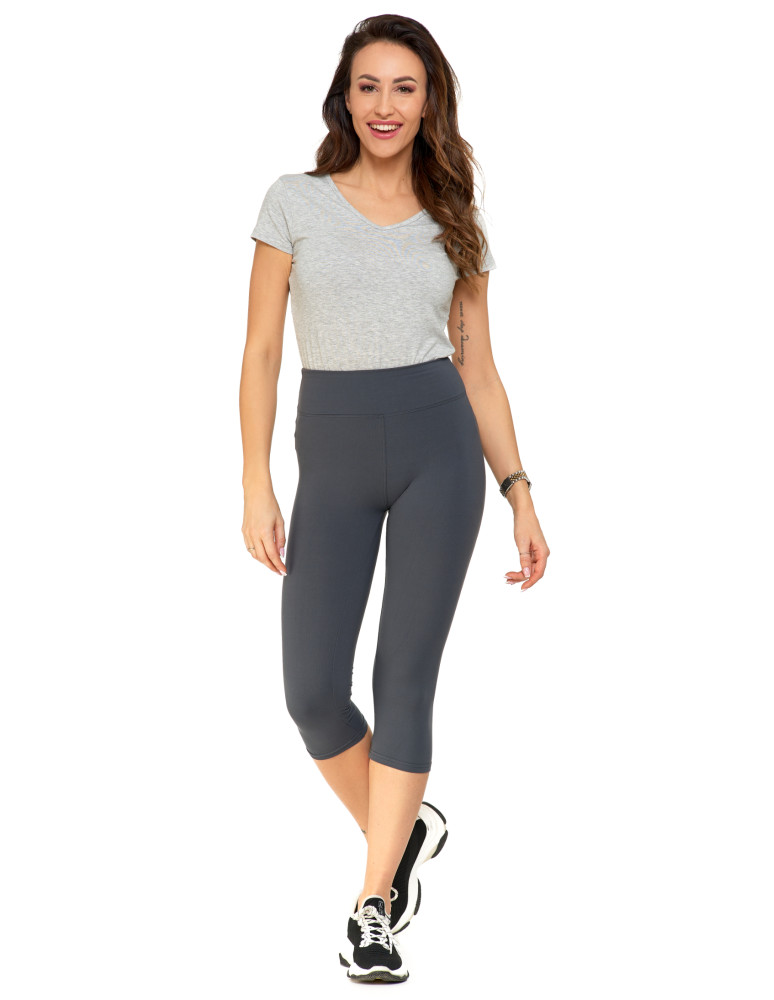 Legginsy damskie - Klasyczne legginsy 3/4 damskie peach touch SZARY  - produkt moraj.pl 4