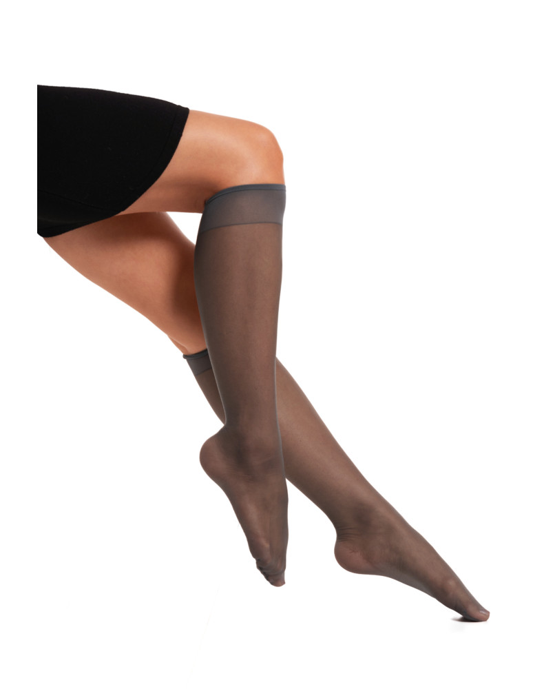 Podkolanówki damskie - Podkolanówki damskie lycra 15 DEN 2-pak GRAFIT - produkt moraj.pl 1