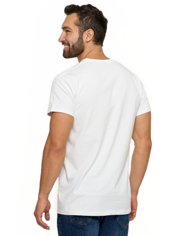 Koszulki i Tank Topy - Koszulka męska bawełna Premium T-shirt dekolt w serek BIAŁY - produkt 2