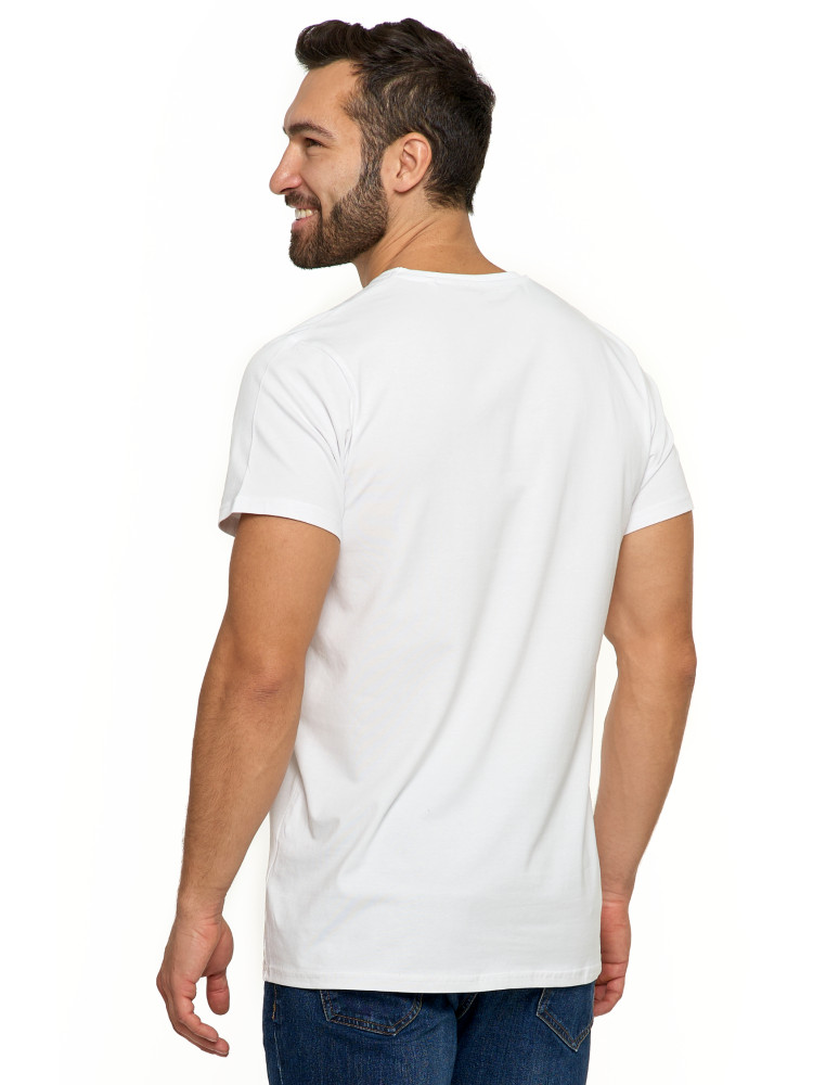 Koszulki i Tank Topy - Koszulka męska bawełna Premium T-shirt dekolt w serek BIAŁY - produkt moraj.pl 2