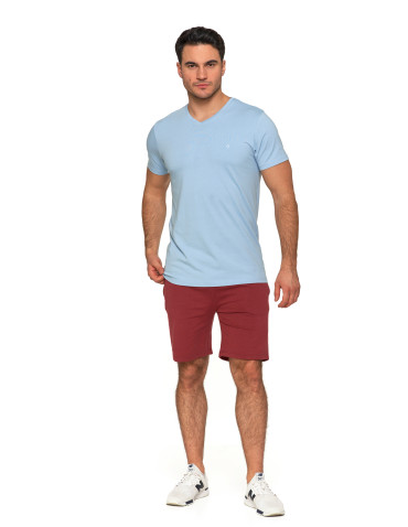 Koszulki i Tank Topy - Koszulka męska bawełna Premium T-shirt dekolt w serek JASNY NIEBIESKI  - produkt 4