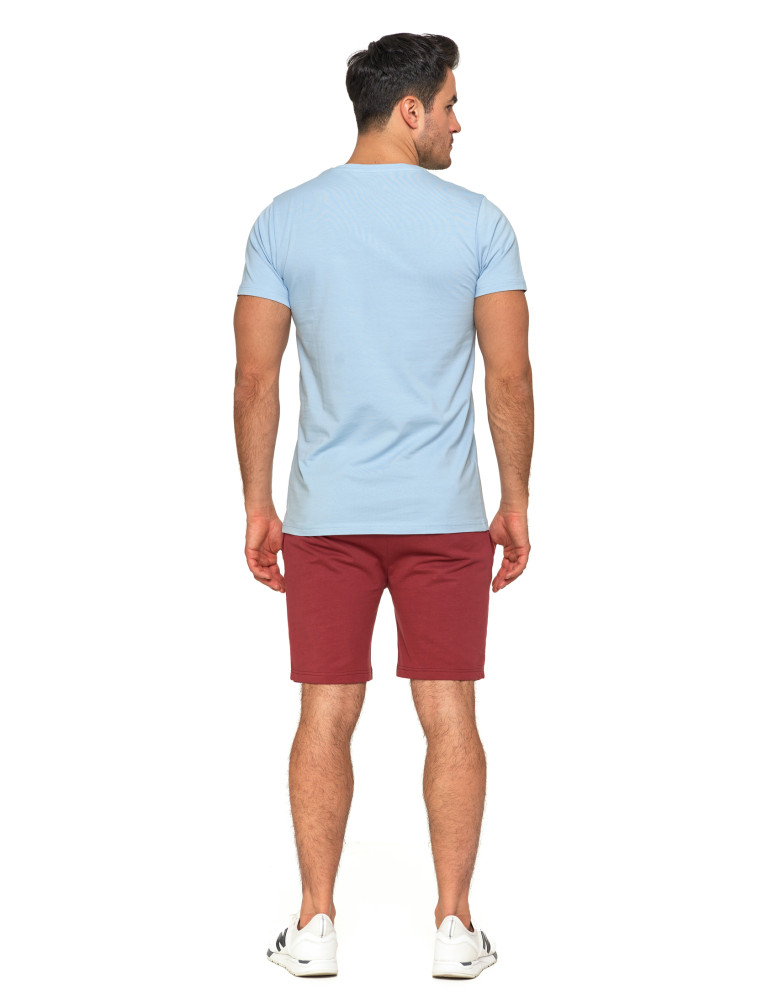 Koszulki i Tank Topy - Koszulka męska bawełna Premium T-shirt dekolt w serek JASNY NIEBIESKI - produkt moraj.pl 5