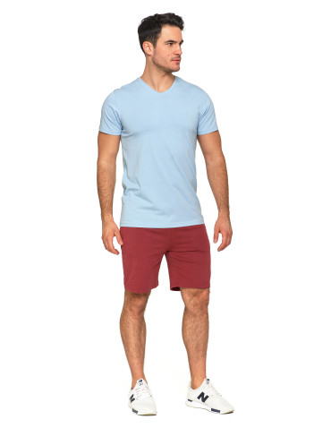 Koszulki i Tank Topy - Koszulka męska bawełna Premium T-shirt dekolt w serek JASNY NIEBIESKI  - produkt 6