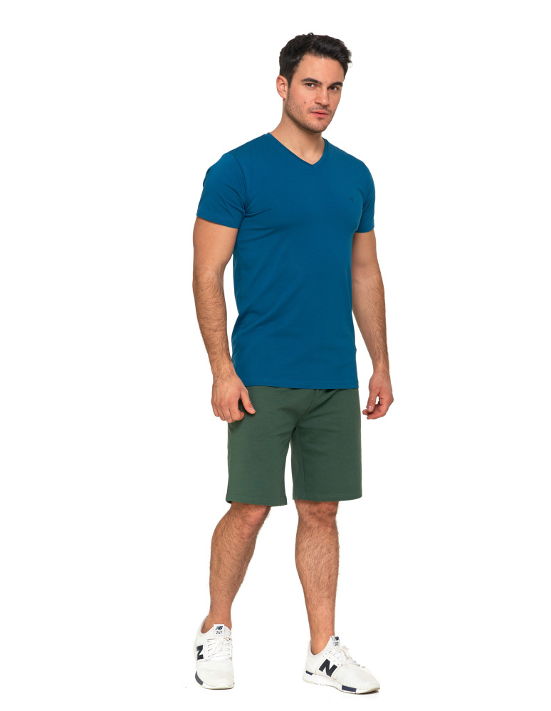 Koszulki i Tank Topy - Koszulka męska bawełna Premium T-shirt dekolt w serek CIEMNY NIEBIESKI - produkt moraj.pl 5