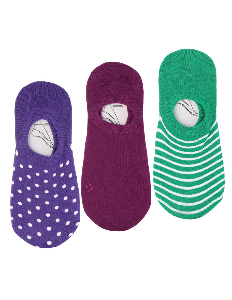 Niskie stopki - Skarpetki niskie stopki damskie kolorowe mix wzorów 3-pak WIELOKOLOROWY - produkt moraj.pl 1