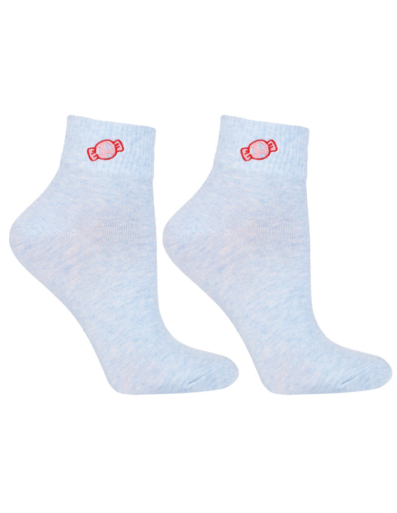 Skarpetki za kostkę - Skarpetki do kostki bawełniane z haftem 3-pak WIELOKOLOROWY  - produkt moraj.pl 4