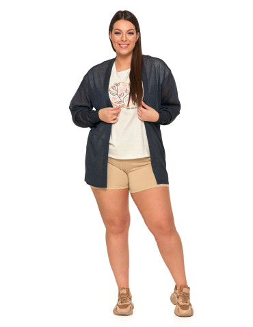 Swetry i kardigany - Cienki sweter damski wiskozowy kardigan GRANATOWY - produkt 5