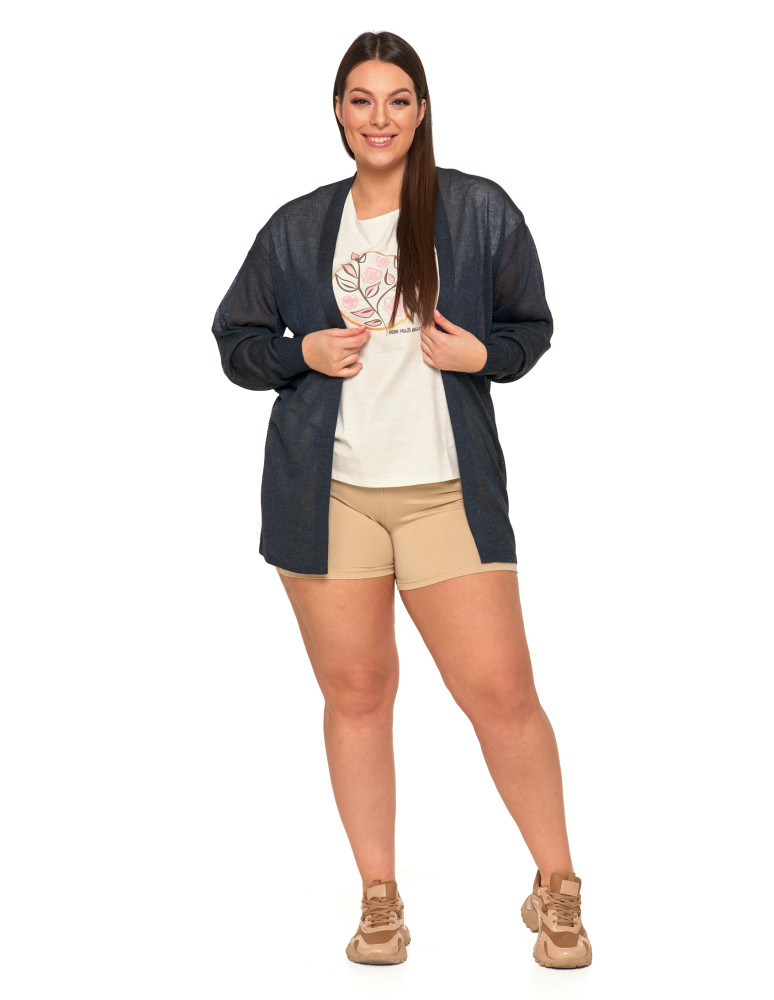 Swetry i kardigany - Cienki sweter damski wiskozowy kardigan GRANATOWY  - produkt moraj.pl 5