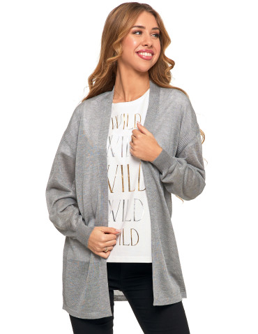 Swetry i kardigany - Cienki sweter damski wiskozowy kardigan SZARY - produkt 1