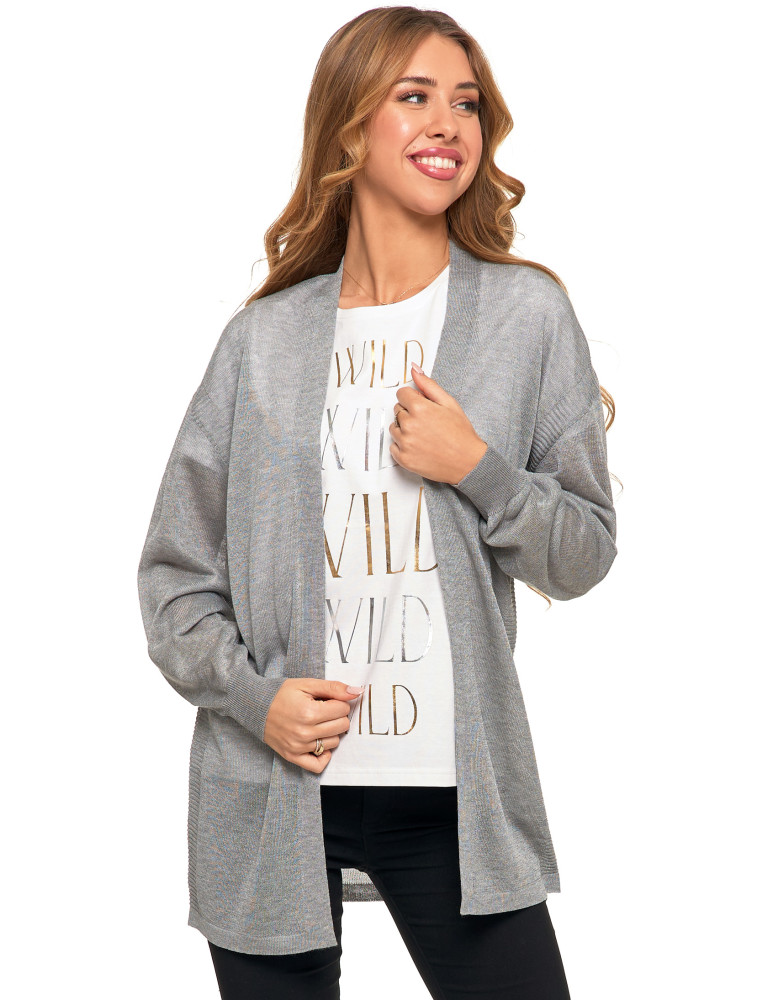 Swetry i kardigany - Cienki sweter damski wiskozowy kardigan SZARY - produkt moraj.pl 1