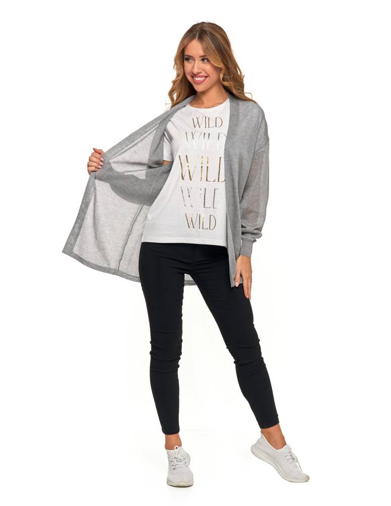 Swetry i kardigany - Cienki sweter damski wiskozowy kardigan SZARY  - produkt moraj.pl 4