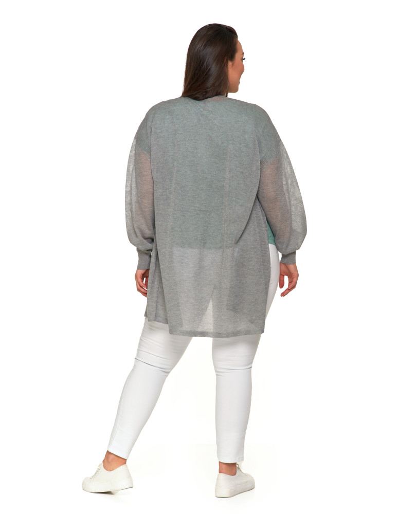 Swetry i kardigany - Cienki sweter damski wiskozowy kardigan SZARY  - produkt moraj.pl 5