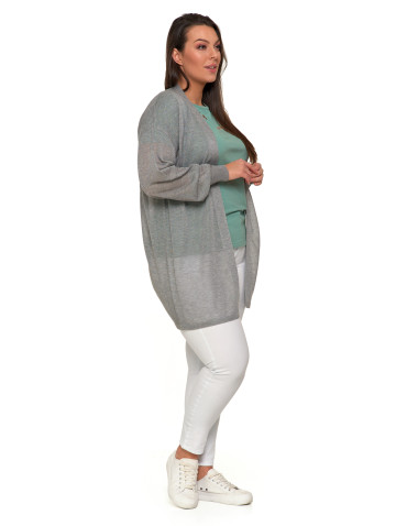 Swetry i kardigany - Cienki sweter damski wiskozowy kardigan SZARY - produkt 6