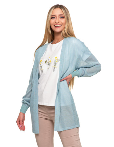 Swetry i kardigany - Cienki sweter damski wiskozowy kardigan ZIELONY - produkt 1