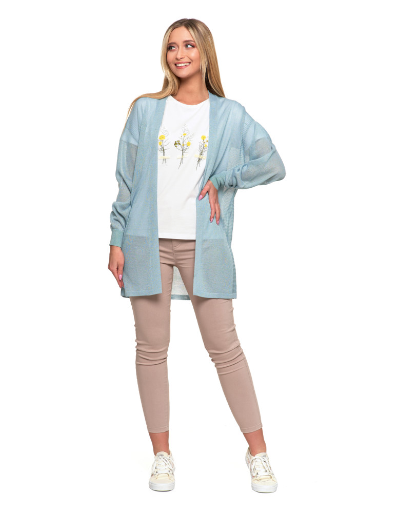 Swetry i kardigany - Cienki sweter damski wiskozowy kardigan ZIELONY  - produkt moraj.pl 3