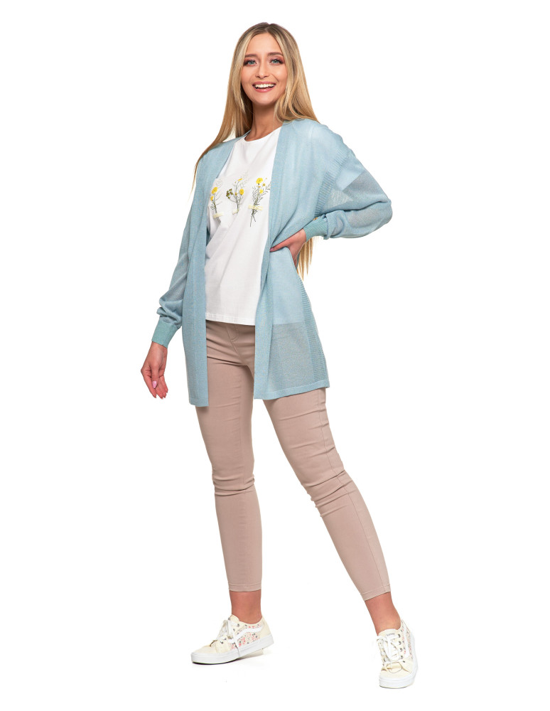 Swetry i kardigany - Cienki sweter damski wiskozowy kardigan ZIELONY  - produkt moraj.pl 4