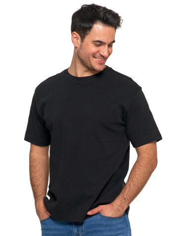 Koszulki i Tank Topy - T-shirt męski oversize bawełna Premium koszulka bez wzoru CZARNY - produkt 1