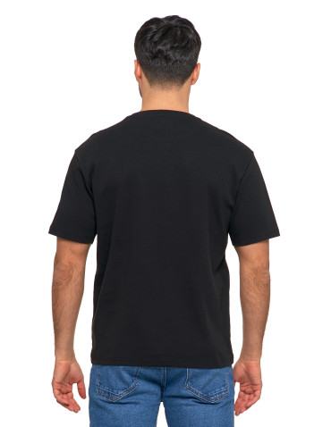 Koszulki i Tank Topy - T-shirt męski oversize bawełna Premium koszulka bez wzoru CZARNY - produkt 2