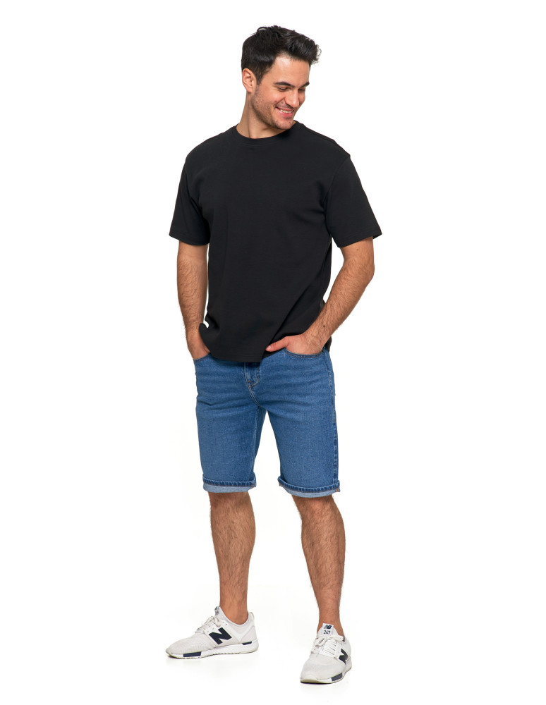 Koszulki i Tank Topy - T-shirt męski oversize bawełna Premium koszulka bez wzoru CZARNY - produkt moraj.pl 3