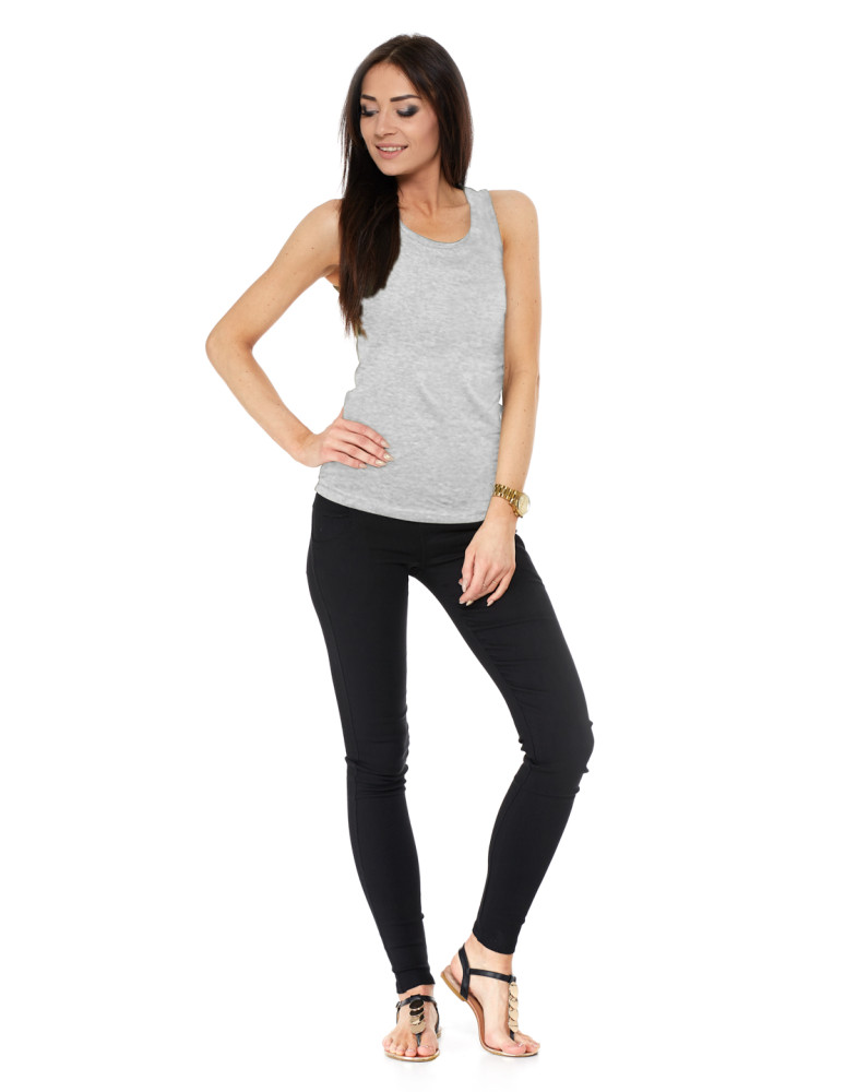 Koszulki i T-shirty - Koszulka damska na ramiączkach Tank-Top bawełniana Plus Size JASNY SZARY - produkt moraj.pl 4