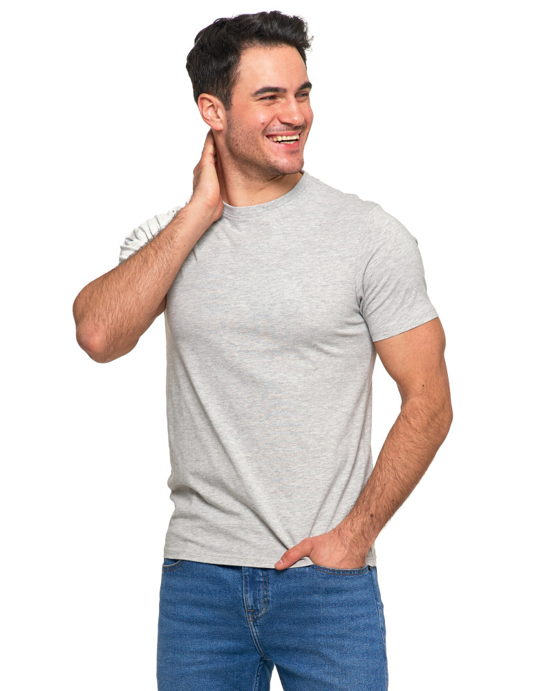 Koszulka męska bawełniana krótki rękaw T-shirt Plus Size JASNY SZARY