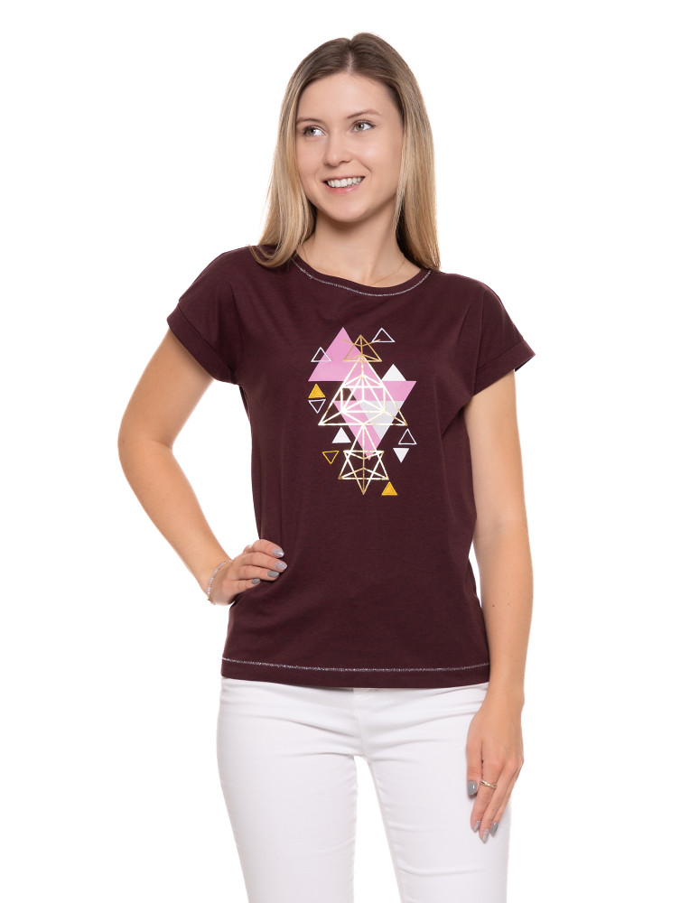 Koszulki i T-shirty - Bluzka koszulka damska z printem BORDOWY - produkt moraj.pl 1