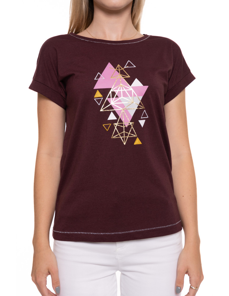 Koszulki i T-shirty - Bluzka koszulka damska z printem BORDOWY  - produkt moraj.pl 3