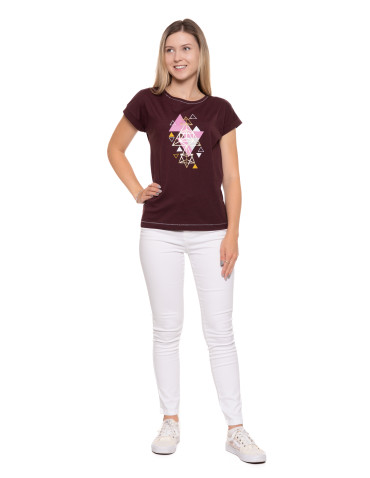 Koszulki i T-shirty - Bluzka koszulka damska z printem BORDOWY - produkt 5