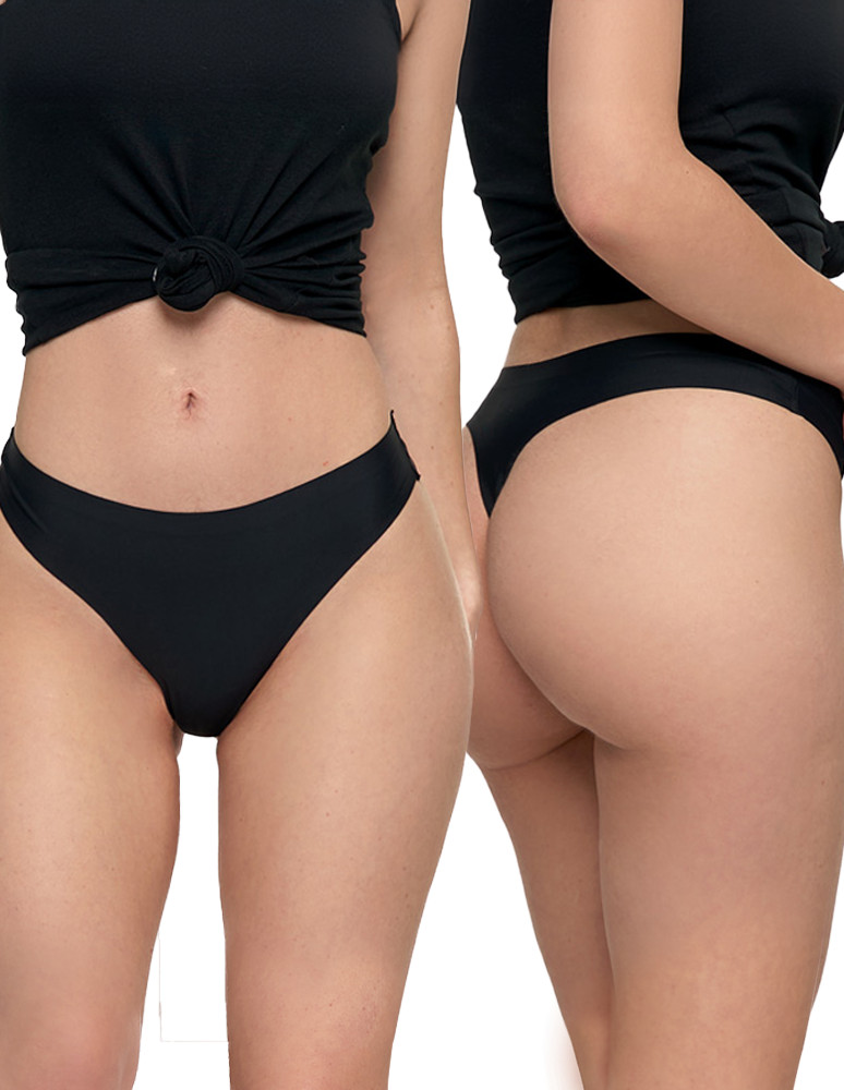 Majtki stringi - Stringi damskie laserowo cięte CZARNY  - produkt moraj.pl 1