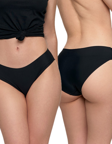 Majtki figi - Majtki laserowo cięte bezszwowe figi mini bikini CZARNY - produkt 2