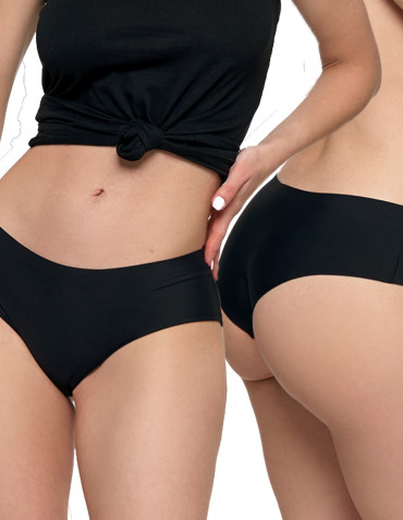 Majtki bezszwowe - Majtki szorty damskie laserowo cięte bezszwowe CZARNY - produkt 1