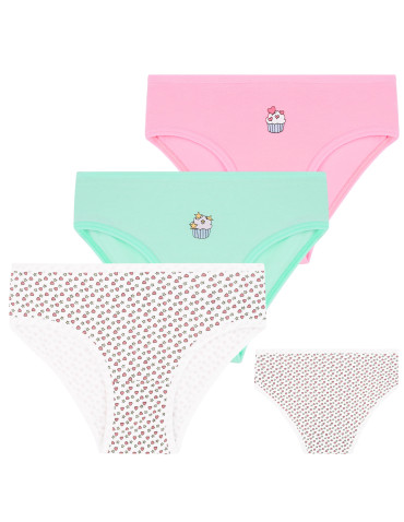 Majtki figi dziewczęce bawełniane w kolorowe wzory 3-pak