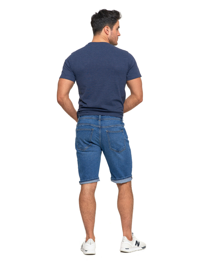 Szorty męskie - Krótkie spodenki męskie jeansowe granatowe JEANS  - produkt moraj.pl 2