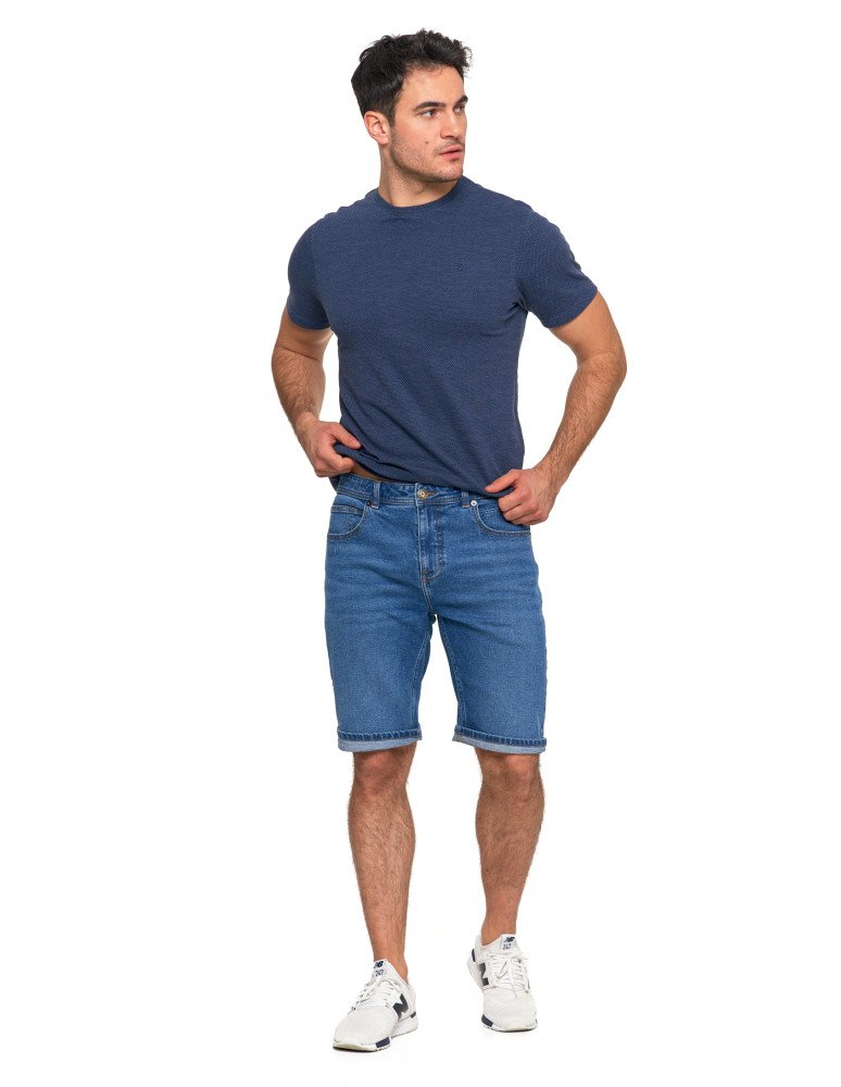 Szorty męskie - Krótkie spodenki męskie jeansowe granatowe JEANS  - produkt moraj.pl 6