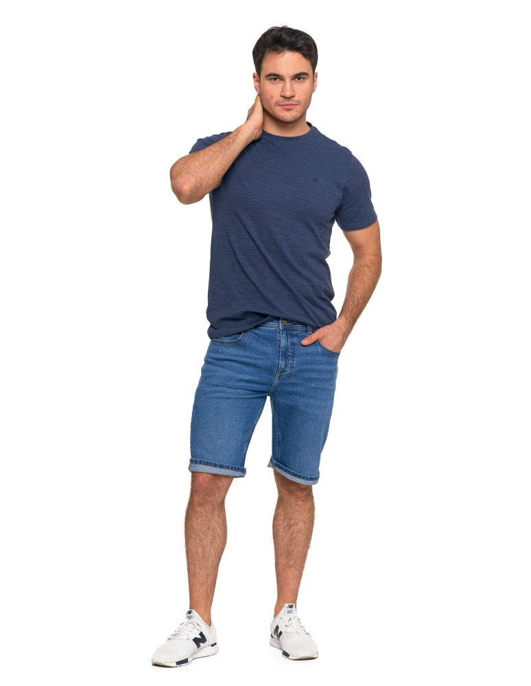 Szorty męskie - Krótkie spodenki męskie jeansowe granatowe JEANS  - produkt moraj.pl 7