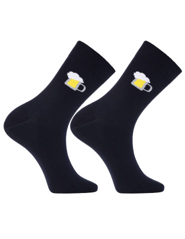 Skarpety męskie granatowe długie zabawne w piwo 3-pak - produkt 2