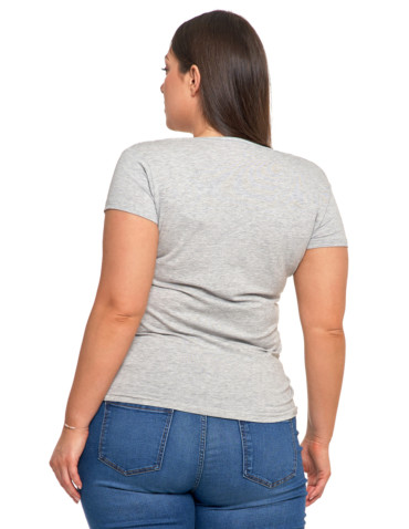 T-shirt damski bawełniany z dekoltem V Plus Size