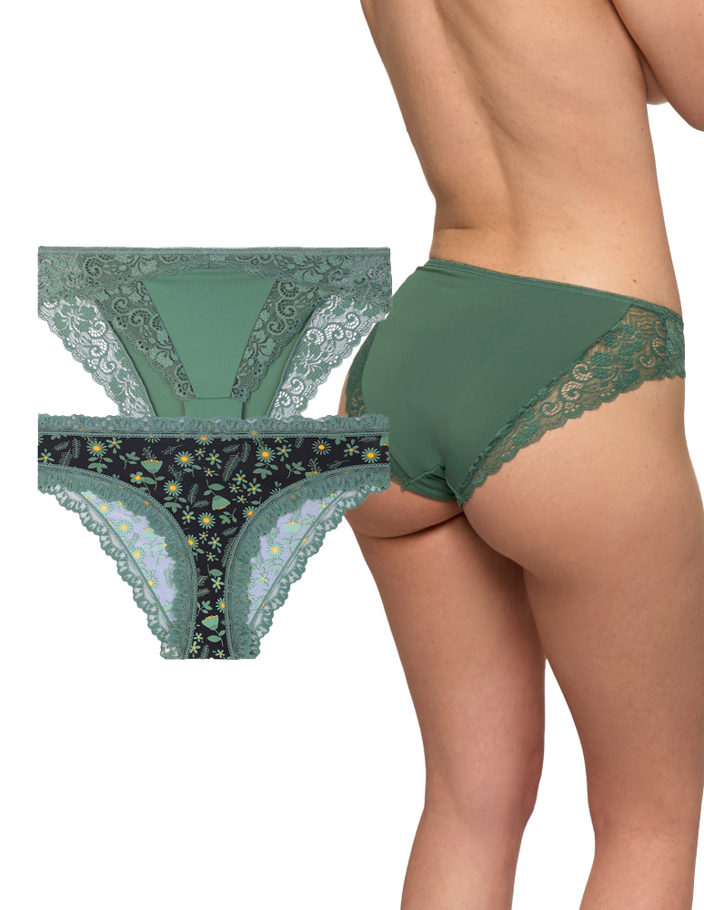 Majtki figi - Majtki figi damskie z koronkowym wykończeniem 2-pak WIELOKOLOROWY - produkt moraj.pl 4