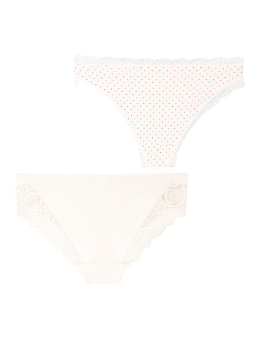 Majtki figi - Majtki figi damskie bikini wykończone koronką 2-pak WIELOKOLOROWY - produkt 3