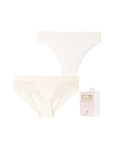 Majtki figi damskie bikini wykończone koronką 2-pak