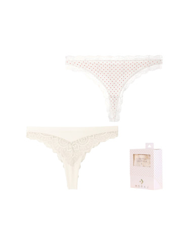 Majtki stringi damskie z koronkowym wykończeniem 2-pak
